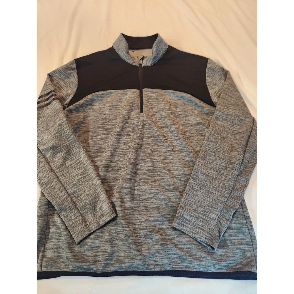 Adidas Golf Mens XL‎ Gray Heathered Quarter Zip Pullover Colorblock Sweatshirt
